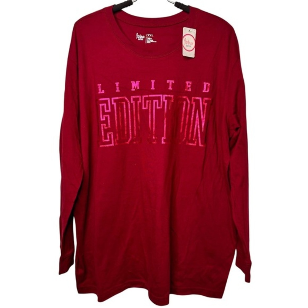 NWT Rosewine Pink Limited Edition Graphic Long‎ Sleeve Tee XXL Flirtitude Active